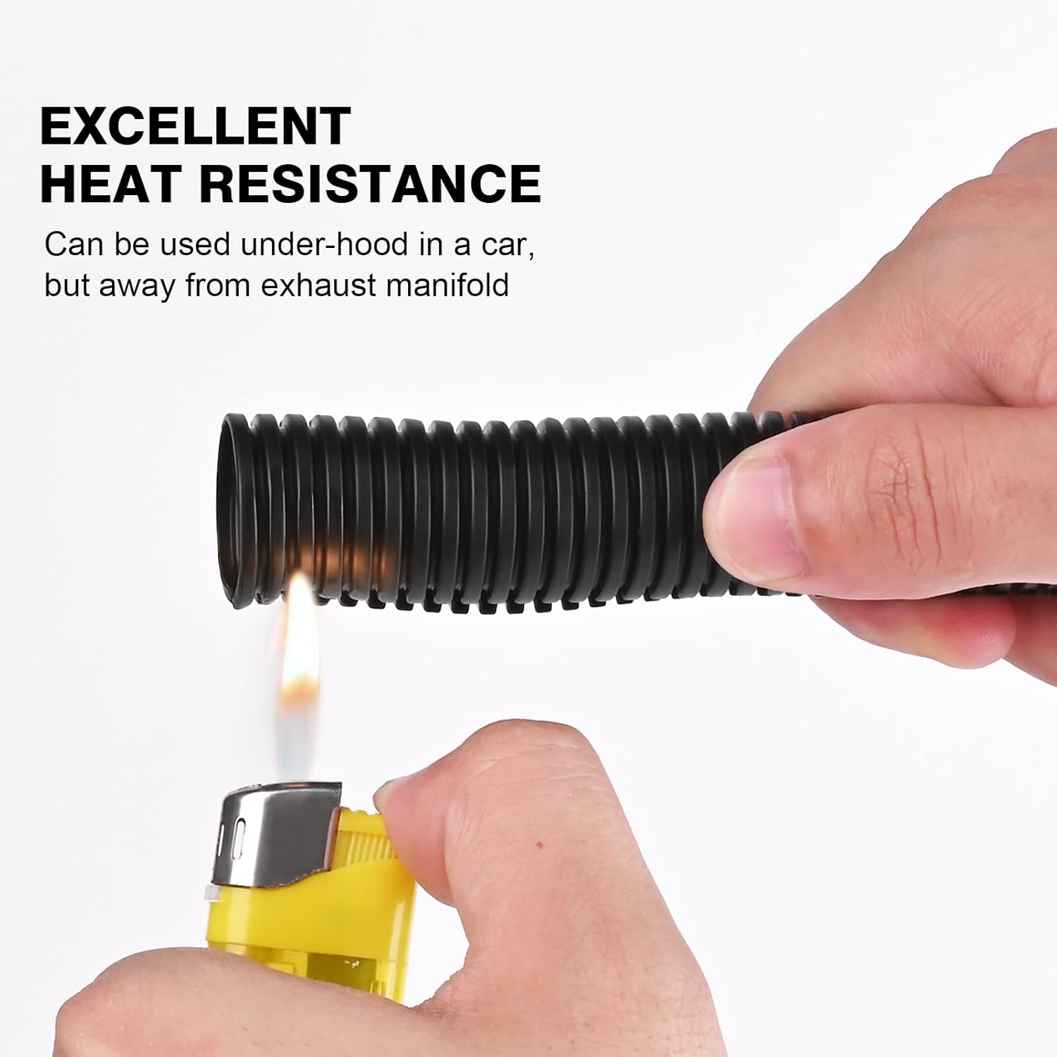 CrocSee 25ft - 1 inch Flame Retardant Split Wire Loom Tubing with Installation Tool - High Temp Flexible Wire Covers Cord Protectors - Black