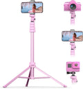 UBeesize 62" Phone Tripod & Selfie Stick, Camera Tripod Stand with Wireless Remote and Phone Holder,Compatible with iPhone Android Phone, Perfect for Selfies/Video Recording/Live Streaming Pink