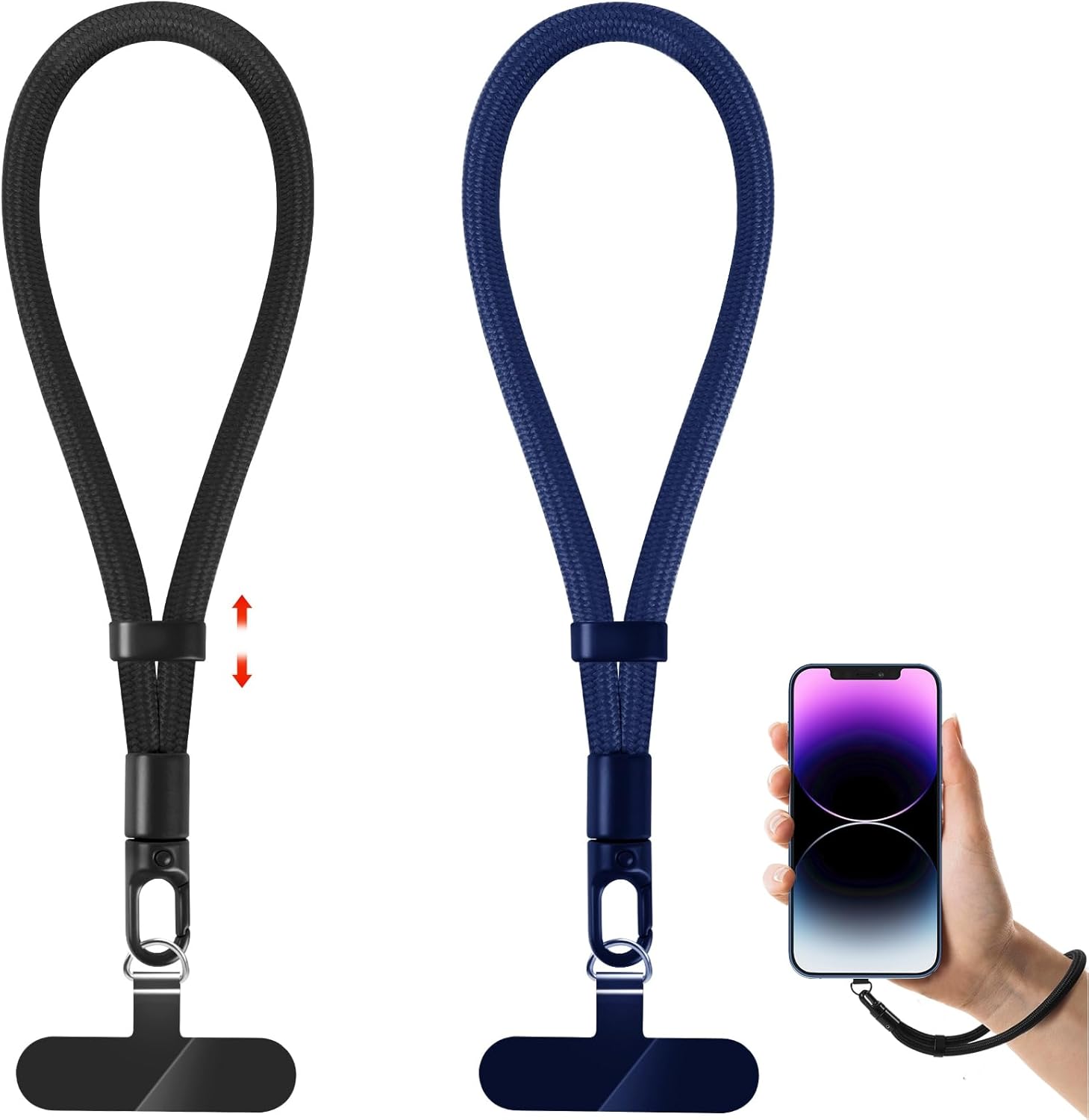 Phone Lanyard, 2 Pack Adjustable Cell Phone Lanyard Strap, Hand Wrist Strap Lanyard with Tether Tabs for Smartphones