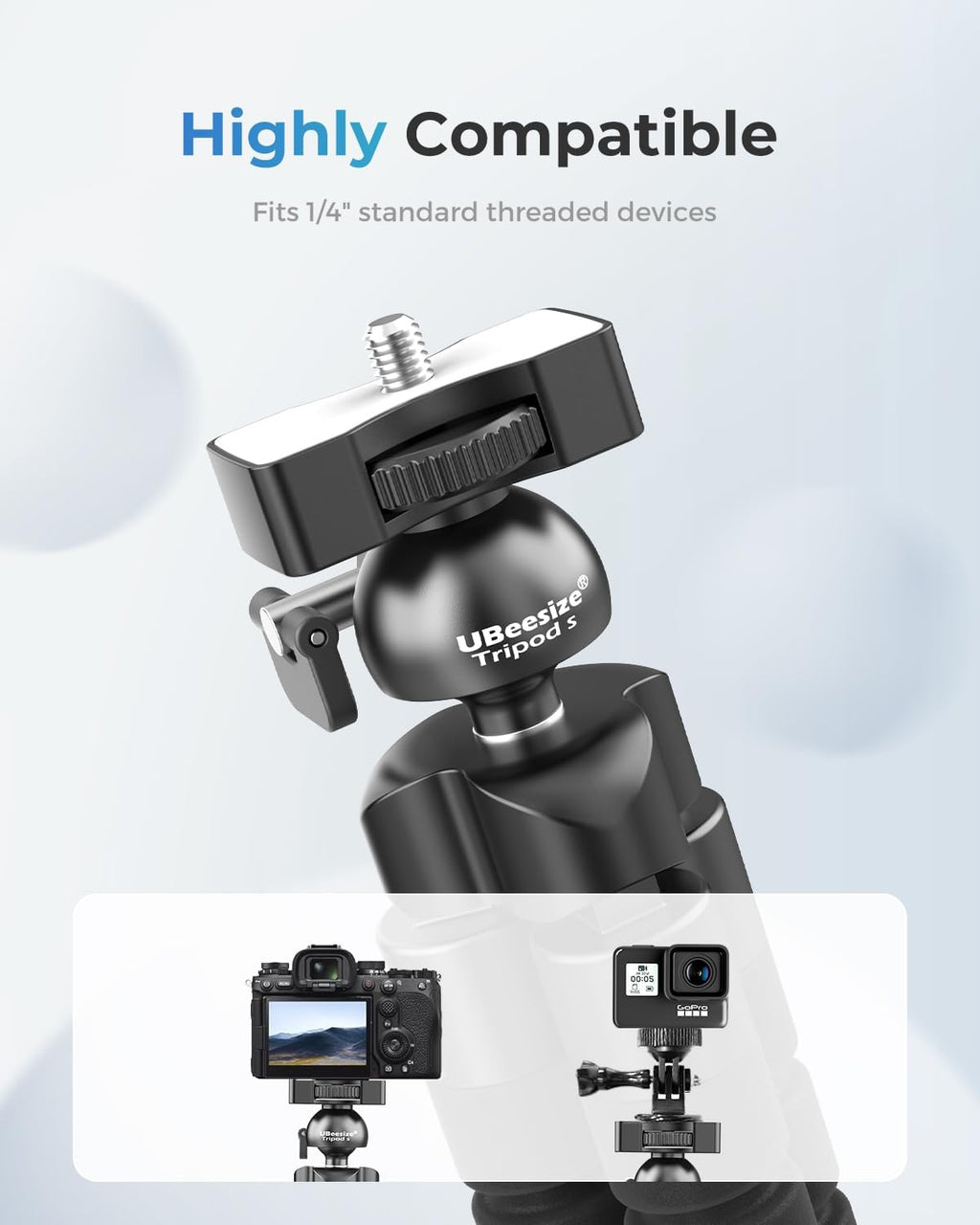 UBeesize Phone Tripod Pro S, Premium Flexible Phone Tripod with Wireless Remote, Mini Tripod Stand for Camera GoPro/Mobile (Upgraded), Black