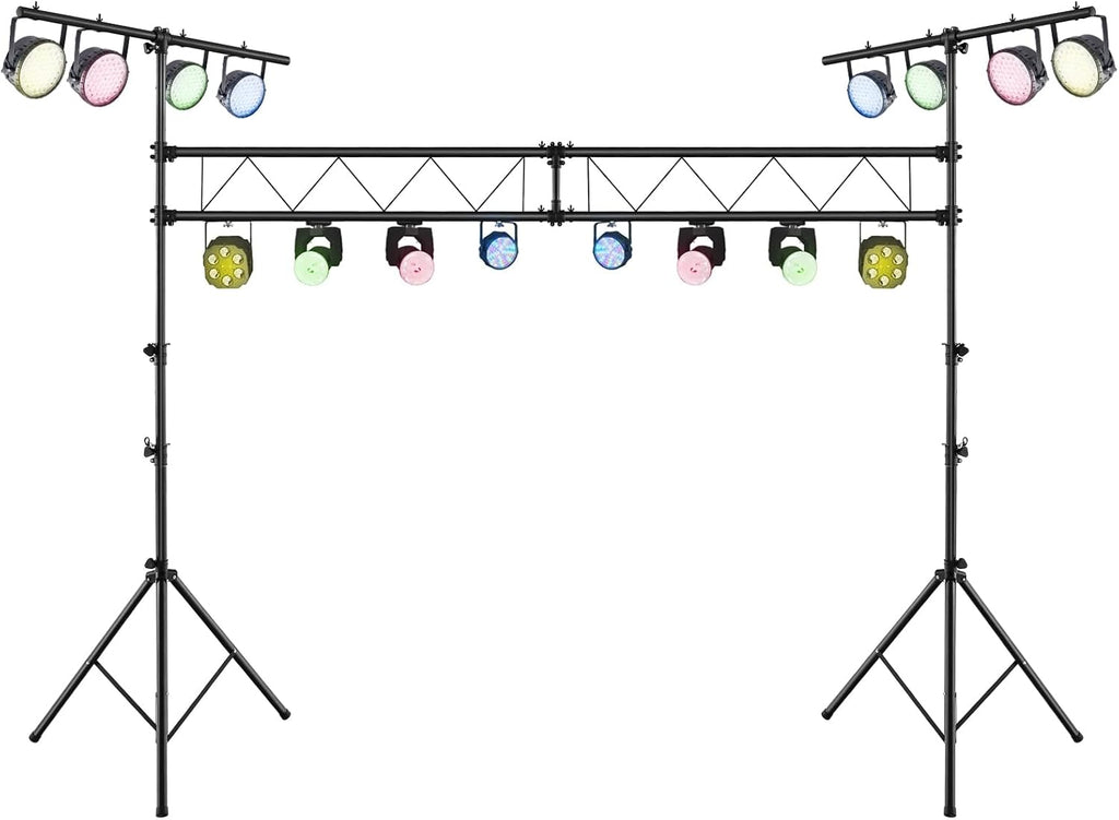 S AFSTAR DJ Light Stand, 14 FT Heavy Duty Metal Lighting Truss System W/Adjustable T Bars, 32 Mounting Points & Triangle Foot, Portable Truss DJ for Audio Stage, 220 Lbs Load (Lights Not Included)