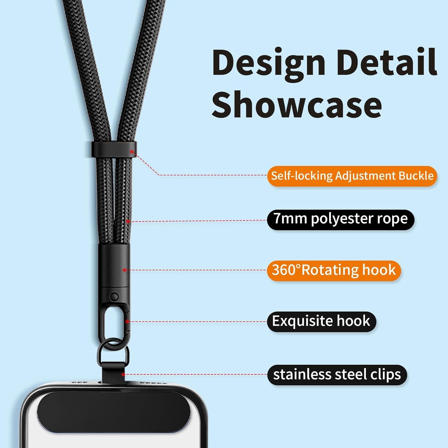 Universal Adjustable Phone Wrist Strap With 2 Metal Tether Tabs，Wristlet & Hand Cell Phone Lanyard for Women and Men