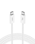 Belkin USB C to USB C Cable, 6.6ft, 60W - Type C Charger, iPhone Charger Cord, Soft, Braided, Flexible for iPhone 16, Galaxy S25, Pixel 9, Airpods, iPad Pro, Tablet & More, Travel Essentials - White