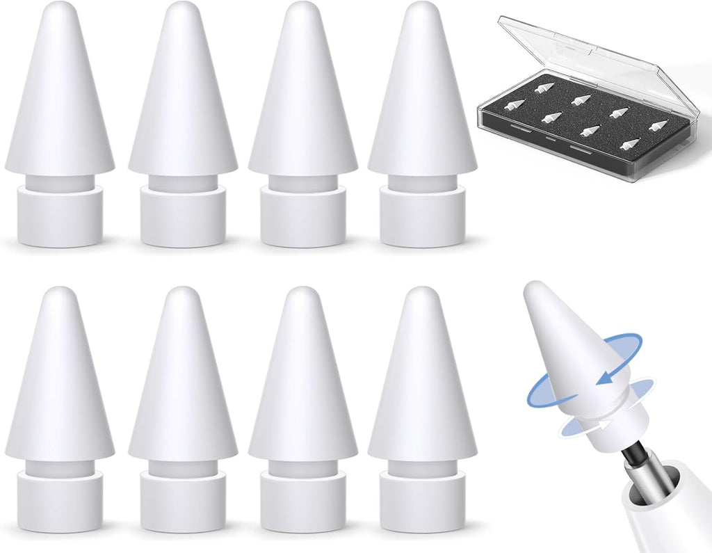 Inesore 8 Pack for Apple Pencil Tips Replacement Accessories,Compatible with Apple Pencil Pro/2nd Generation/1st Generation/USB C,iPencil Nib for iPad Pro/Air/Mini,for Drawing Writing