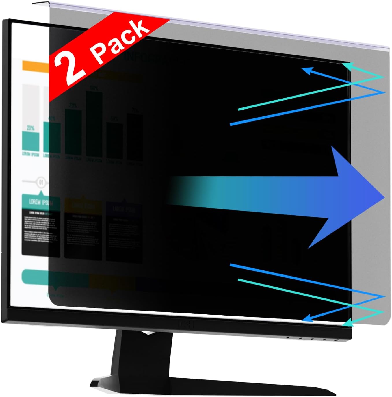 【2 Pack】 27 Inch Privacy Screen Protector for 16:9/16:10 Widescreen Monitors-Blue Light Blocking,Hanging Design, Anti-Scratch for Desktop Computers