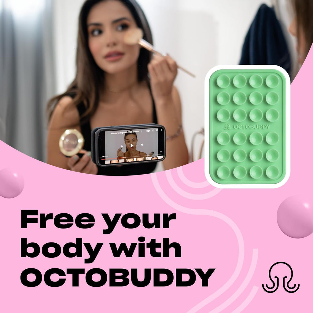 Classic - Silicone Suction Phone Case Adhesive Mount - Hands-Free, Strong Grip Holder for Selfies & Videos - iPhone & Android Compatible - 2.25″ x 3.25″, Green Ash