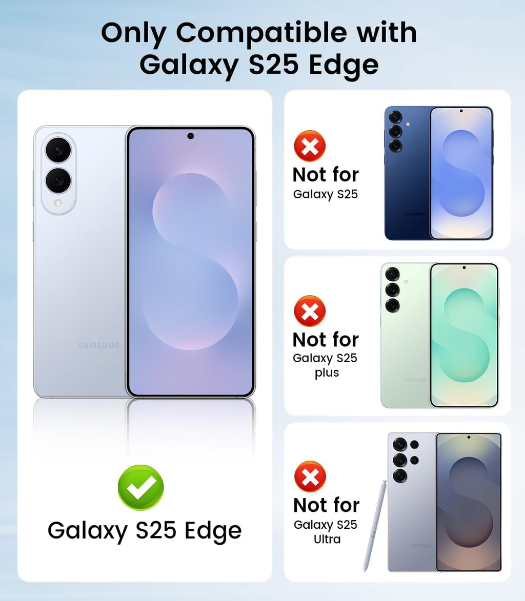 Slim Thin for Samsung Galaxy S25 Edge Case, Compatible with MagSafe, Built-in Camera Lens Protector, Shockproof Protective Phone Case, Soft Electroplated Clear Cover, Black