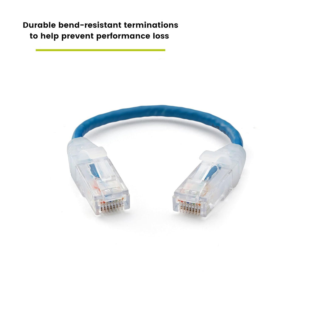 TRUECABLE Cat6 Component Rated Patch Cable, Unshielded (U/UTP), 6in, Blue, 28AWG Solid Copper, Snagless 10G High-Speed Ethernet Cable, PoE++ 4PPoE 100W, UL Listed, RoHS-3, 1 Pack