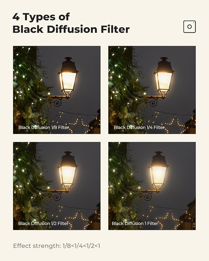 K&F CONCEPT 72mm Black Diffusion 1/4 Filter Mist Cinematic Effect Filter - Image 6