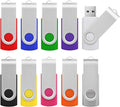 KOOTION 16GB Flash Drive 16gb USB Flash Drive 10 Pack Thumb Drive Memory Stick Swivel Jump Drive Keychain Design, Mixcolored