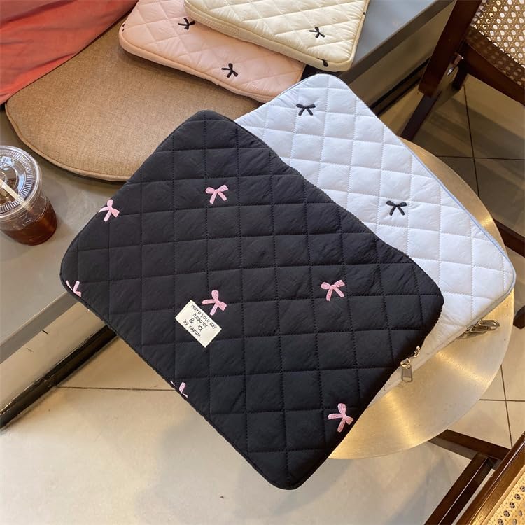 Cute Bow Graphic Carrying Laptop Bag Y2K Preppy Laptop Sleeve Case Bag Kawaii Pad Computer Protect Case Pouch (11 inch,Black)