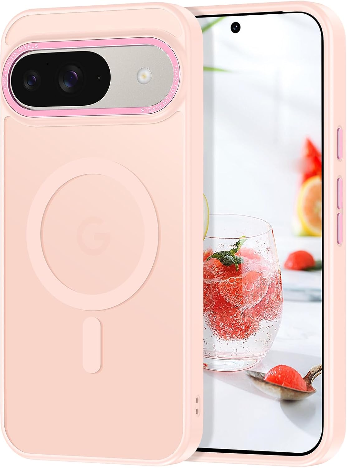 Magnetic for Google Pixel 9/Pixel 9 Pro Case, [Military Grade Drop Protection] [Compatible with MagSafe] Shockproof Slim Translucent Matte Anti-Slip for Women Girls Men Case, Pink
