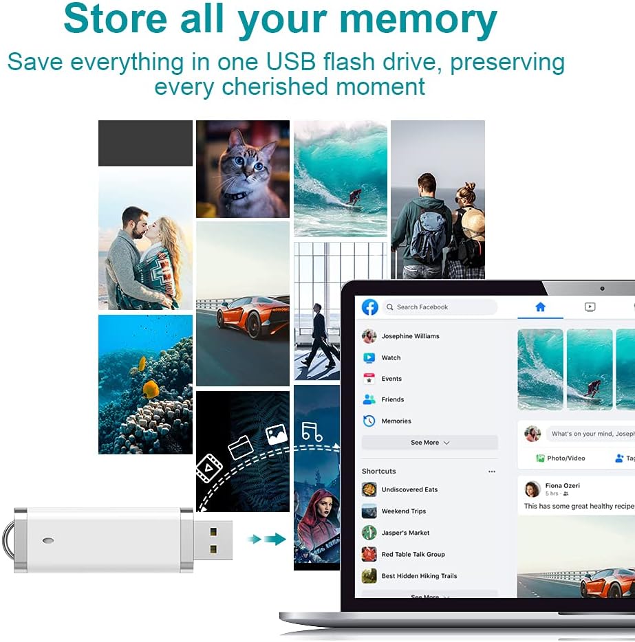 KEXIN 50 Pack 8GB Flash Drive USB Thumb Drive 8G Memory Stick Snapcap White