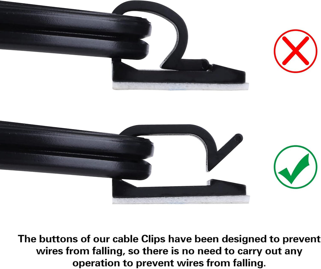 XHF 5/8” Adhesive Cord Clips White 60pcs, Cable Management Staples for Under Desk, Car, Wall, TV, PC, Ethernet
