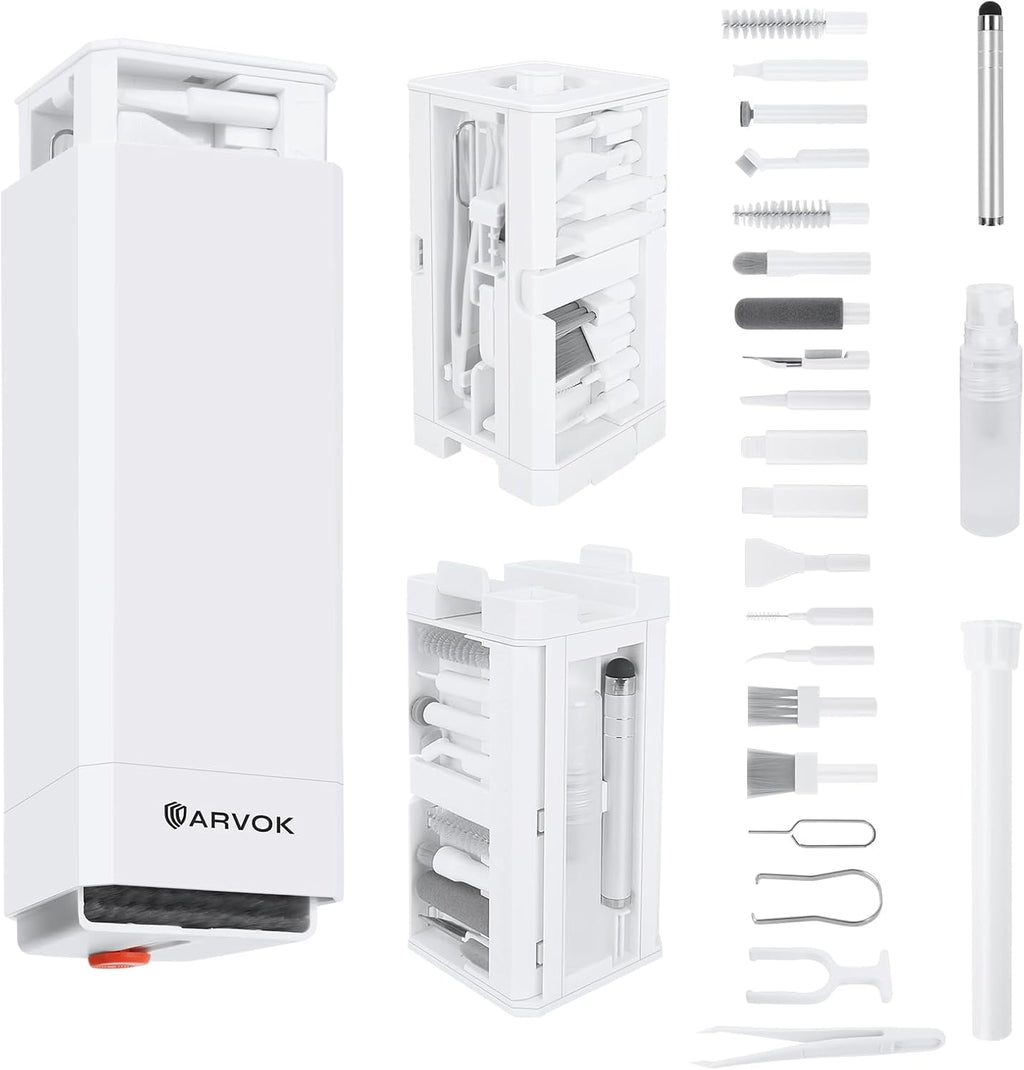 ARVOK Phone and Laptop Cleaning Kit, 32 in 1 Computer Laptop Cleaner Kit, Multi-Function Electronic Cleaner Kit for Earbuds, Cellphones, Keyboard, Screens, Camera Lens, Chargers, Electronics Devices