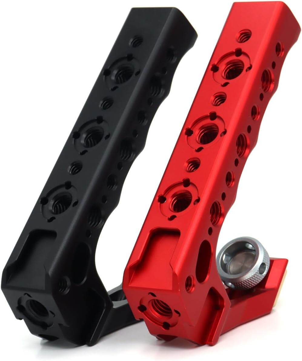 Top Handle Camera Grip with Cold Shoe Base for DSLR Camera Cage, with 3 Cold Shoe Adapters to Mount DSLR Camera with Microphone/LED Light/Monitor (Black with Cold Shoe Base)