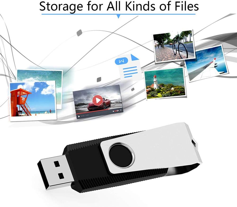 KEXIN 10 Pack 16GB Flash Drive Thumb Drive 16G Bulk USB Drive Memory Stick USB Stick with LED Indicator for Data Storage(Black,10 Pack)