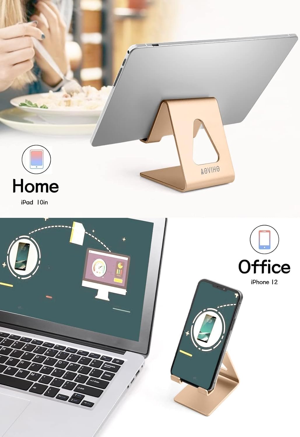 Desk Cell Phone Stand Phone Holder, Aluminum Phone Cradle Dock for iPhone 15 14 13 12 pro Mini 11 X Xs max 8 7 6 6s Plus SE Samsung All Smart Phones, Rose Gold