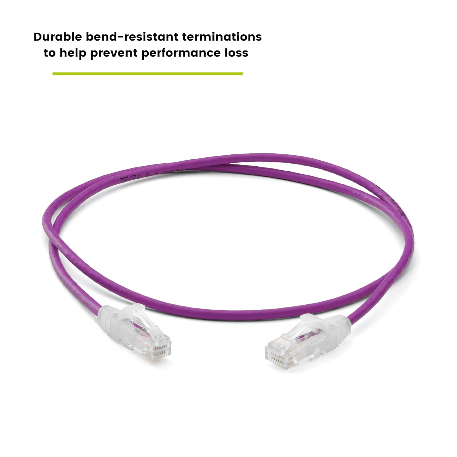 TRUECABLE Cat6 Component Rated Patch Cable, Unshielded (U/UTP), 2ft, Purple, 28AWG Solid Copper, Snagless 10G High-Speed Ethernet Cable, PoE++ 4PPoE 100W, UL Listed, RoHS-3, 5 Pack