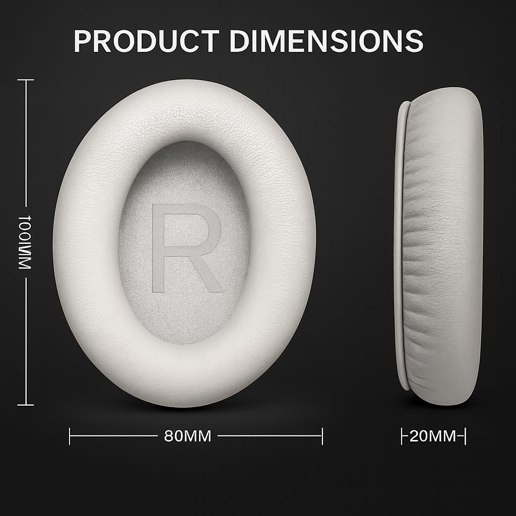 Premium Replacement Ear Pads for Bose Bose QC45– Soft Protein Leather & Memory Foam Cushions – Enhanced Noise Isolation – Easy Installation Kit,Video & Cleaning Cloth (White)
