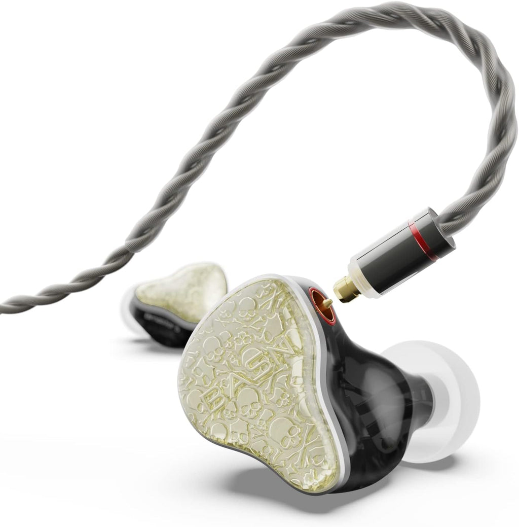BASN Bmaster5 in Ear Monitors, 1DLC Diaphragm+4BA 5 Drivers IEM Earphones with Silver-Plated OFC Cable, Noise Isolation Wired Earbuds for Musicians (Starlight Gold)