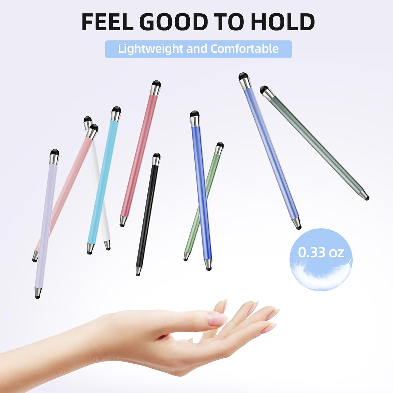 Stylus Pen for Touchscreen 10Pcs, 2-in-1 High Sensitivity & Precision Stylists pens, Stylus Pen for iPad/iPhone/Samsung/Android Tablets and Universal Capacitive Touch Screen (Blue)