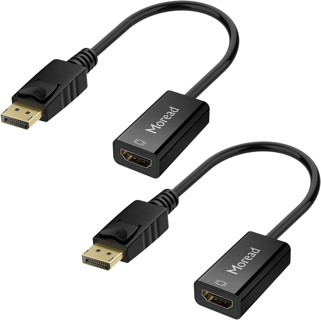 4K DisplayPort (DP) to HDMI Adapter, 2 Pack, Uni-Directional Gold-Plated Display Port Computer to HDMI Screen Converter (Male to Female) Compatible with HP, Dell, Lenovo & More, Passive - Black