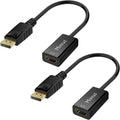 4K DisplayPort (DP) to HDMI Adapter, 2 Pack, Uni-Directional Gold-Plated Display Port Computer to HDMI Screen Converter (Male to Female) Compatible with HP, Dell, Lenovo & More, Passive - Black