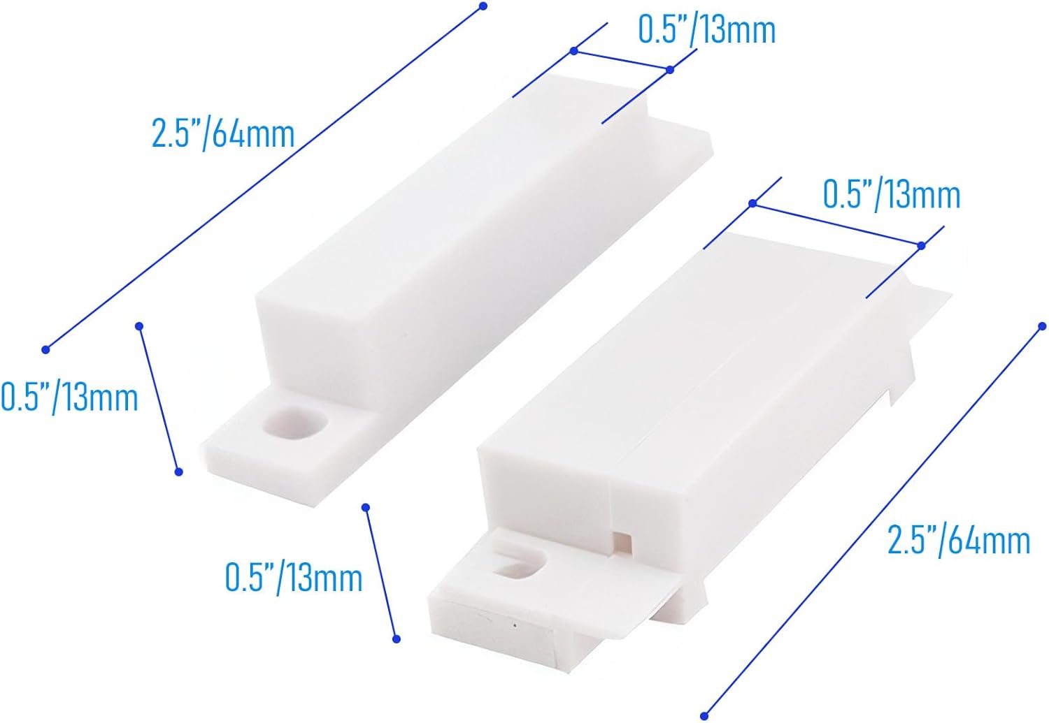 2Pcs Magnetic Reed Switch Wired Surface Mount Normally Closed NC Contact Sensor Alarm Magnetic Door Switch with 2 Wires, PVC, MC-31