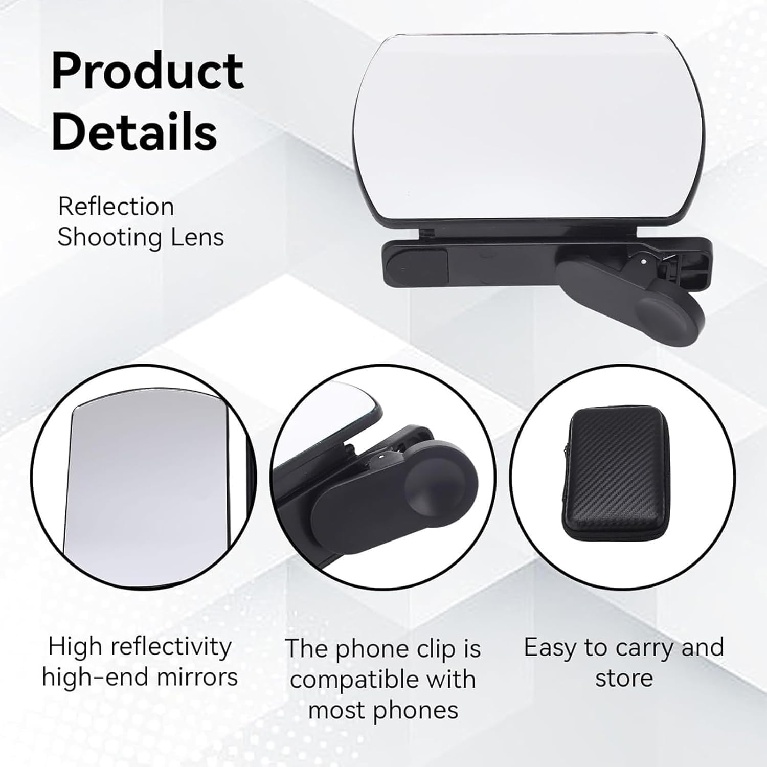Mirror Effect Lens - Capture Stunning Reflections Instantly, Smartphone Camera Mirror Reflection Clip Kit, Mirror for Phone to Use Back Camera (2pcs)