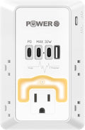 20W PD Fast Charging Wall Outlet with USB Ports (3C1A), Electrical Outlet Extender with Night Light, Surge Protector, Wall Plug Adapter for Multiple Devices, Wall Socket Expander