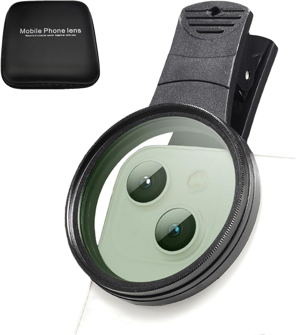 EMVANV 52mm Clip-on CPL Phone Camera Lens Filter, Phone Lens Filter Kit, Universal CPL Filter Compatible with iPhoneSamsung/Android Smartphones(Size:52mm)