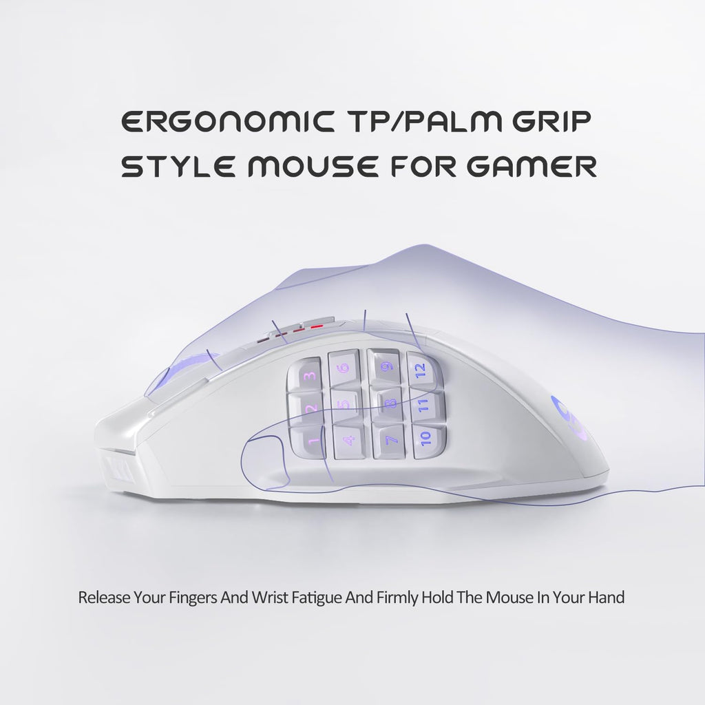 UtechSmart Venus Pro Wireless MMO Gaming Mouse, 16,000 DPI Optical Sensor, 2.4 GHz Transmission Technology, Ergonomic Design, 16M Chroma RGB Lighting, 16 Programmable Buttons, Up to 70H