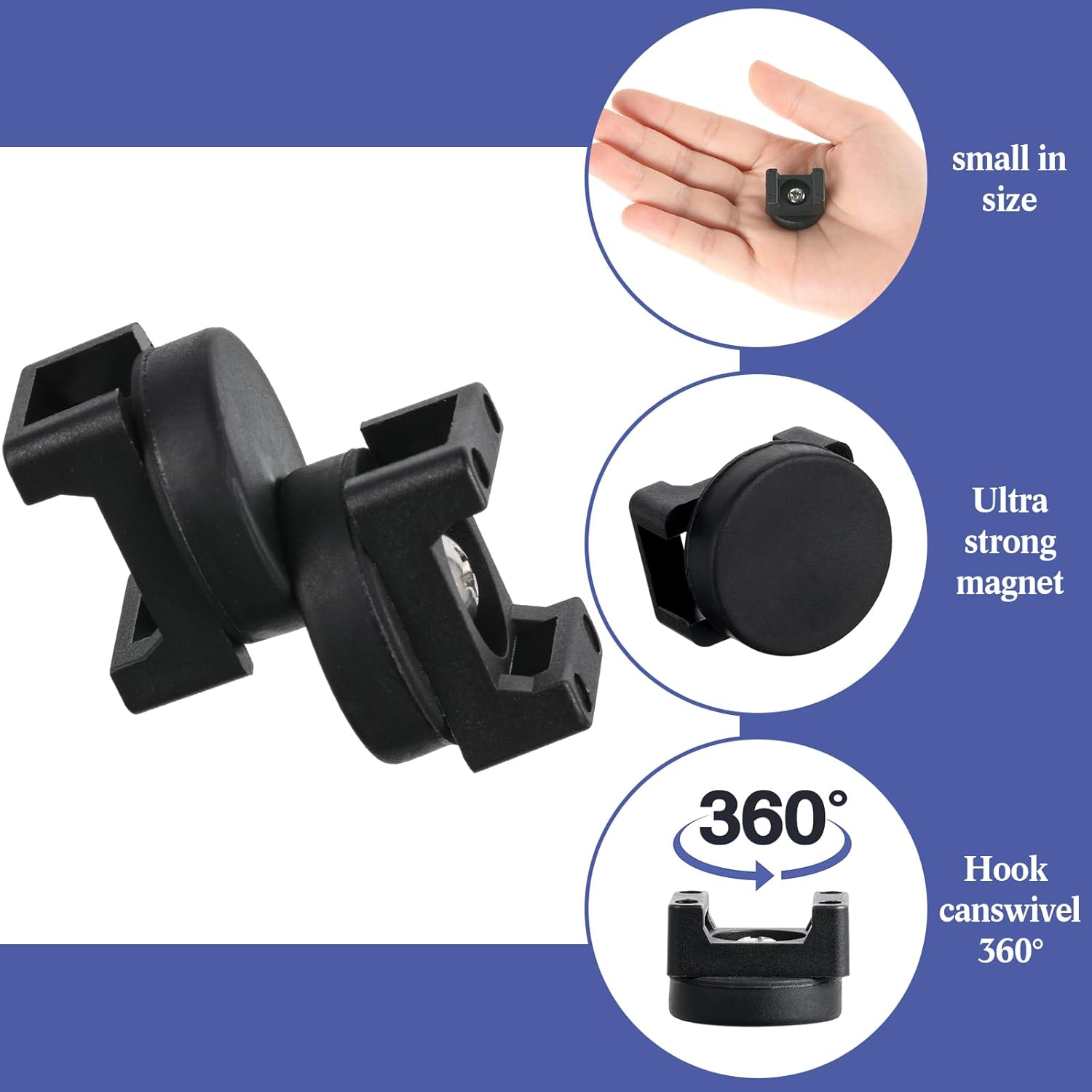 Yookeer 60 Pcs Magnetic Zip Tie Mount Base Black Magnetic Cable Clips Wire Holder Multipurpose Cable Ties Management Base Electrical Supplies for Wire (22 mm)