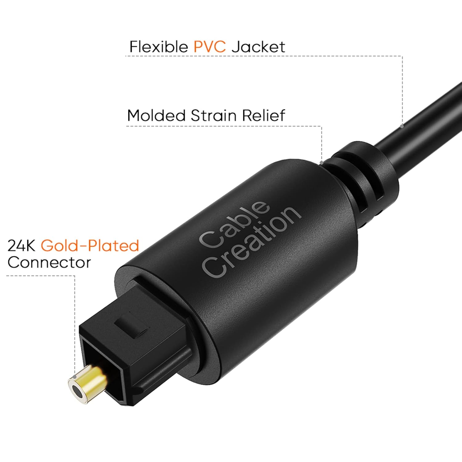 CableCreation 50FT Digital Fiber Optical TosLink Cable Gold Plated for Home Theater, Sound Bar, TV, PS4, Xbox, VD/CD Player,Blu-ray Players,Game Console& More,Black
