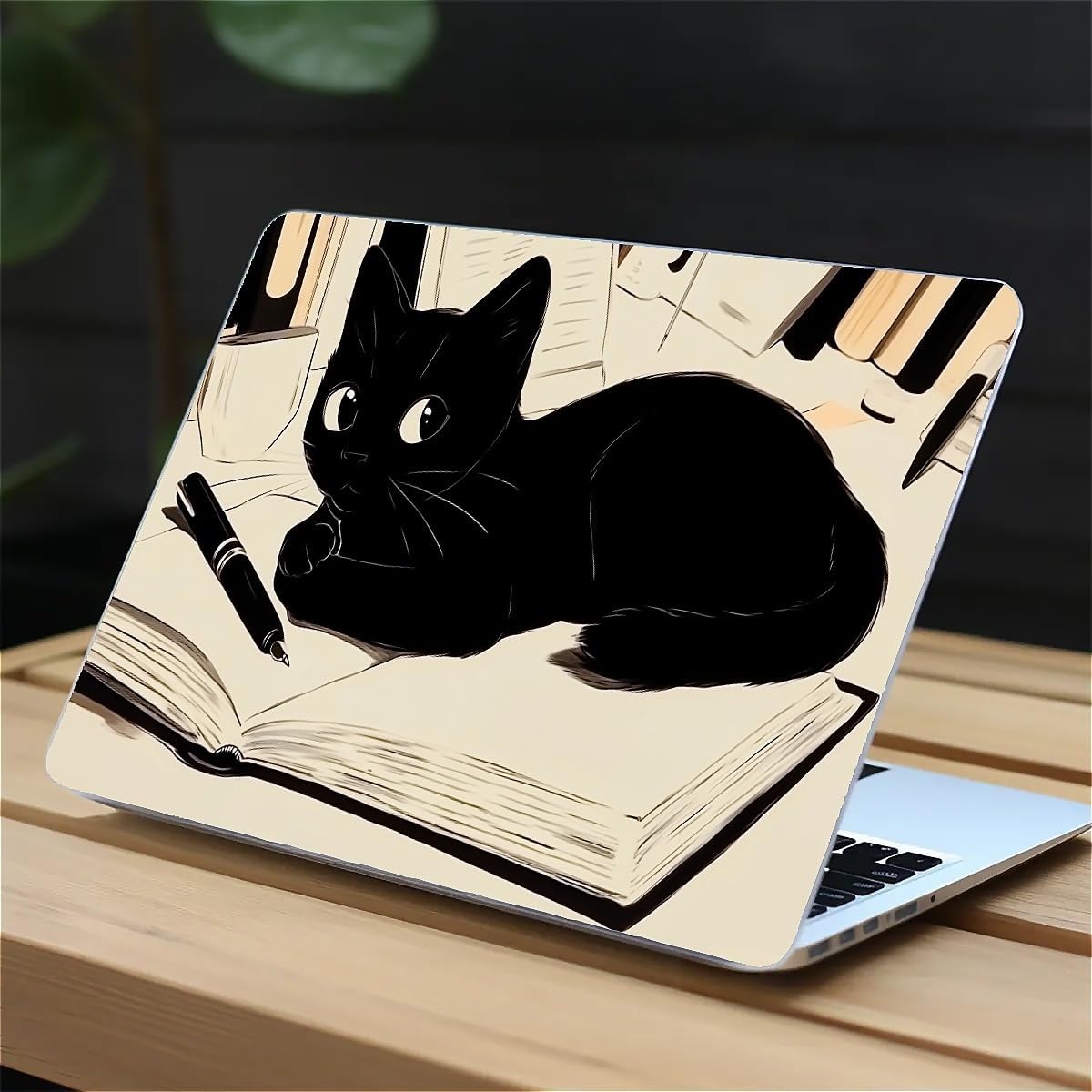 Compatible with MacBook Air 13.3 13.6 Inch Case 2022 2021 2020 2019 Plastic Hard Shell Case Cover,13.6 Air (A2681) M2 2022, Black Cat
