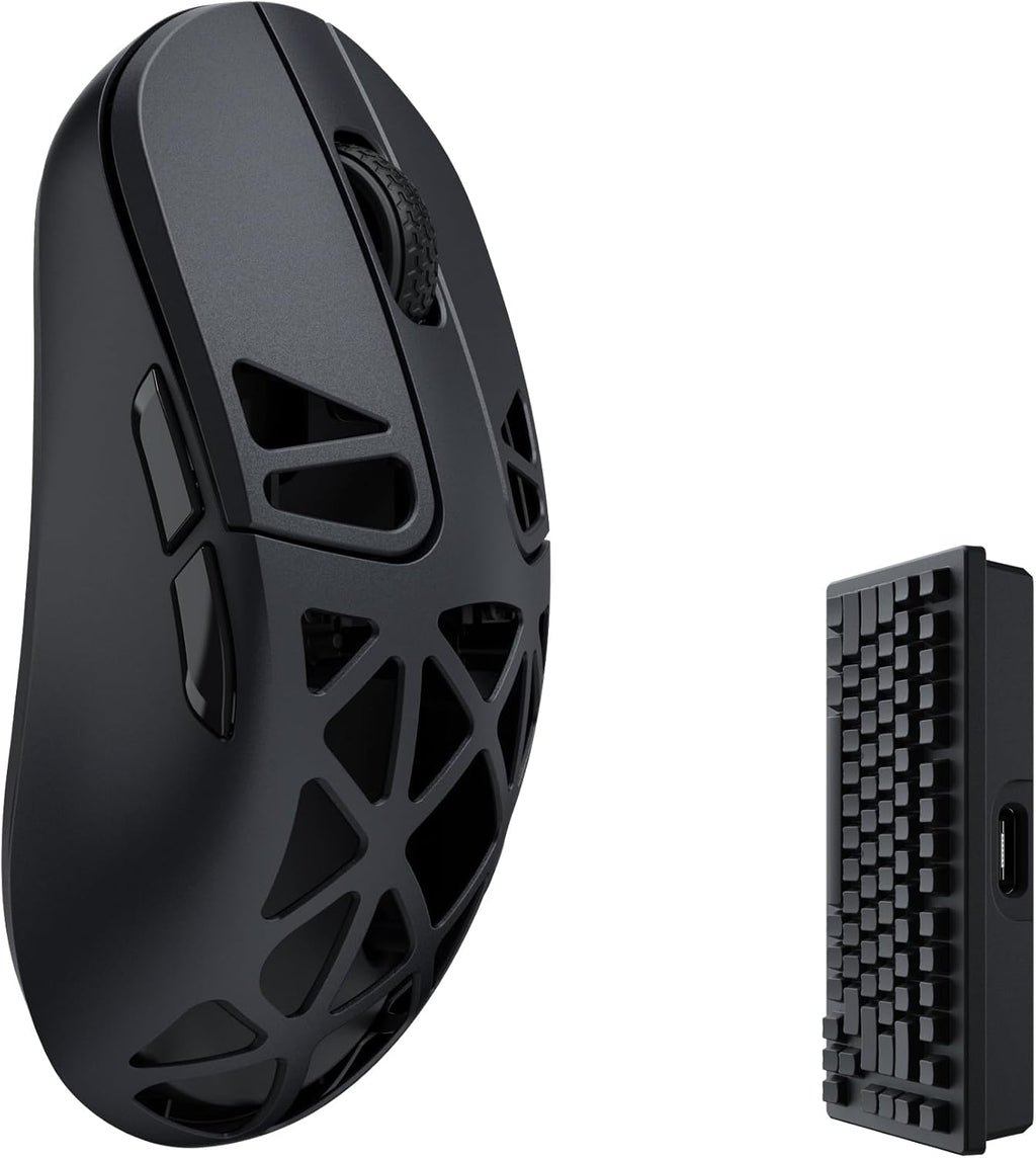 M3 Mini 4K Wireless Mouse Signature Edition 5.1/2.4 GHz/Wired Optical Mouse, Ultra-Lightweight 55g Programmable PixArt 3395 Sensor with up to 26,000 DPI/ 650 IPS for Windows Mac Linux - Black