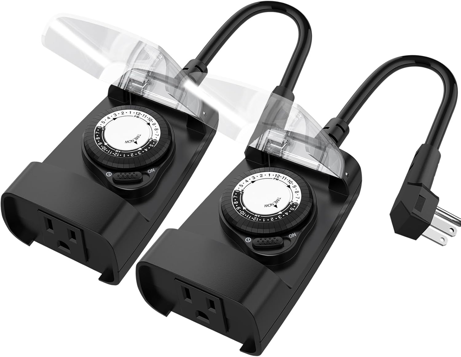 G-Homa 24 Hour Mechanical Outdoor Timer Outlet, Outdoor Timer for Lights, 3-Prong Outdoor Light Timer Waterproof for Home and Garden 15A 1/2HP Heavy Duty, CSA Listed [2 Packs]