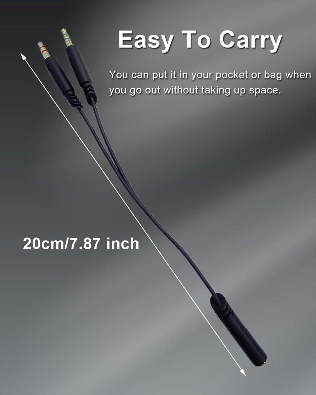 Headphone Splitter 3.5mm Female to 2 Dual 3.5mm Male Headphone Mic Audio Y Splitter Cable for Computer Headset Microphone Gaming Speaker to Dual Jack PC Laptop Adapter,Black
