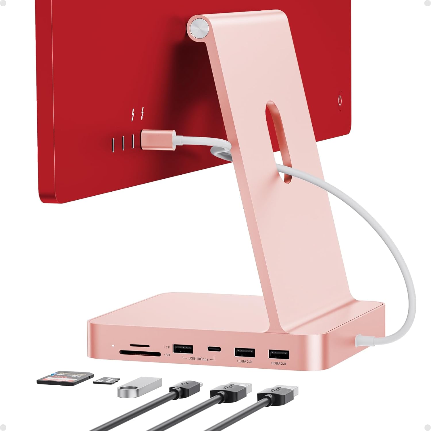 USB C HUB for iMac 24 inch 2021/2023, PULWTOP USB Hub Adapter iMac Accessories for M1/M3 with USB C 10Gbps 3*USB A SD/TF, Docking Station Support Expand M.2 SSD (Not Included), Color not for i.Mac M4