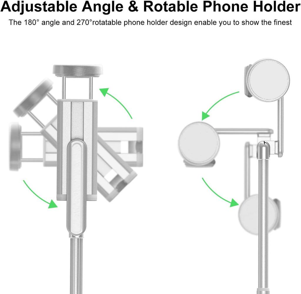 ATUMTEK Selfie Stick Tripod, Extendable 3 in 1 Aluminum Bluetooth Selfie Stick with Wireless Remote and Tripod Stand for iPhone 16/15/14/13/12/11/11 Pro/XS Max/XS/XR/X/8/7, Samsung Smartphones, White