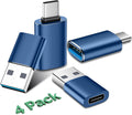 Temdan USB to USB C Adapter 4 Pack,【2*Type C Female to A Male Charger Converter】&【2*USB C Male to USB Female】 OTG Adapter for Apple Watch Ultra 8 9,iPhone 15 Pro Max 14 13 12,AirPod,Samsung - Blue
