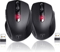 Wireless Mouse, D-09 Computer Mouse USB Cordless Mice for Laptop, Ergo Grips, Lightspeed 5-Level 2400 DPI, 16 Months Battery, Portable for PC Mac Chromebook (2Pack)