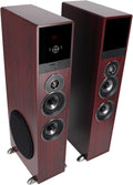 Rockville TM80C Powered Home Theater Tower Speaker System, Cherry Wood, 800W, 8" Subwoofers, Bluetooth, USB/SD Playback, FM Radio, Remote Control, Karaoke Ready, Perfect for Home Entertainment