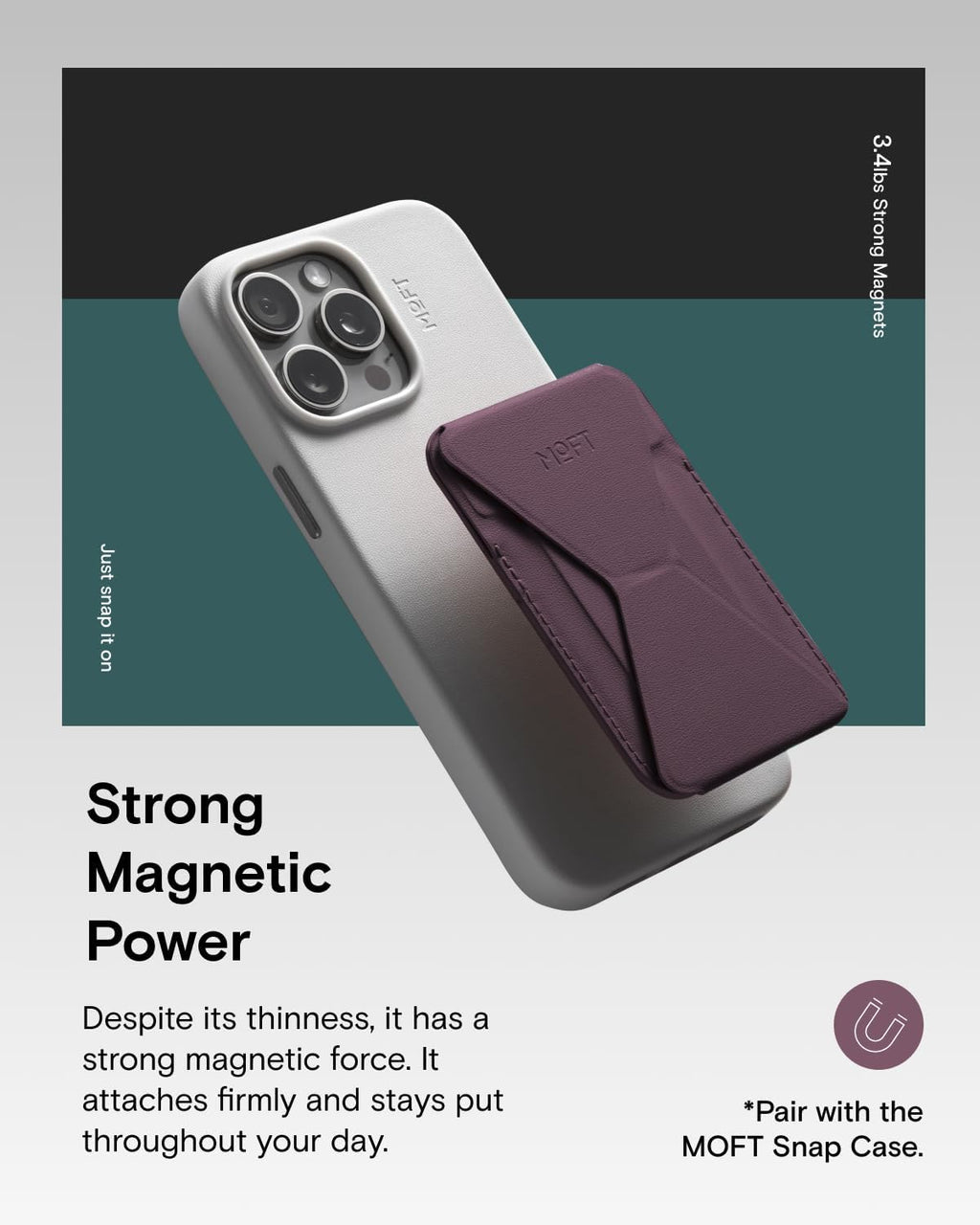 MOFT Magnetic Wallet Stand Compatible with iPhone 16/15/14/13/12 Series, Angle Adjustment & Magsafe Compatible MOVAS Phone Stand,BlackBerry