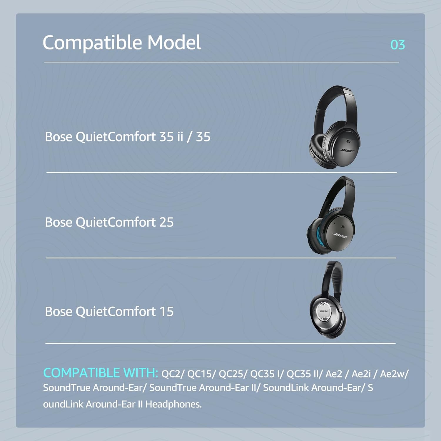 Cooling-Gel QuietComfort 35 / QC35 ii Replacement Ear Pads for Bose Headphones, Also Fit for Bose QC45 QC35 QC25 QC2 QC15/ Around-Ear 2 AE2i AE2w/ SoundTrue & SoundLink Series, Dark Grey