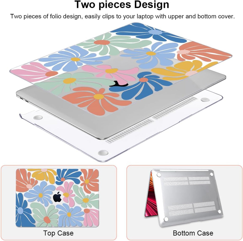 for MacBook Pro 13 inch Case 2022 2021 2020-2016 A2338 M2/M1 A2251 A2289 A2159 A1989 A1706 with Touch ID, Plastic Hard Shell Case Keyboard Skin Screen Film Webcam Cover, Colorful Flowers