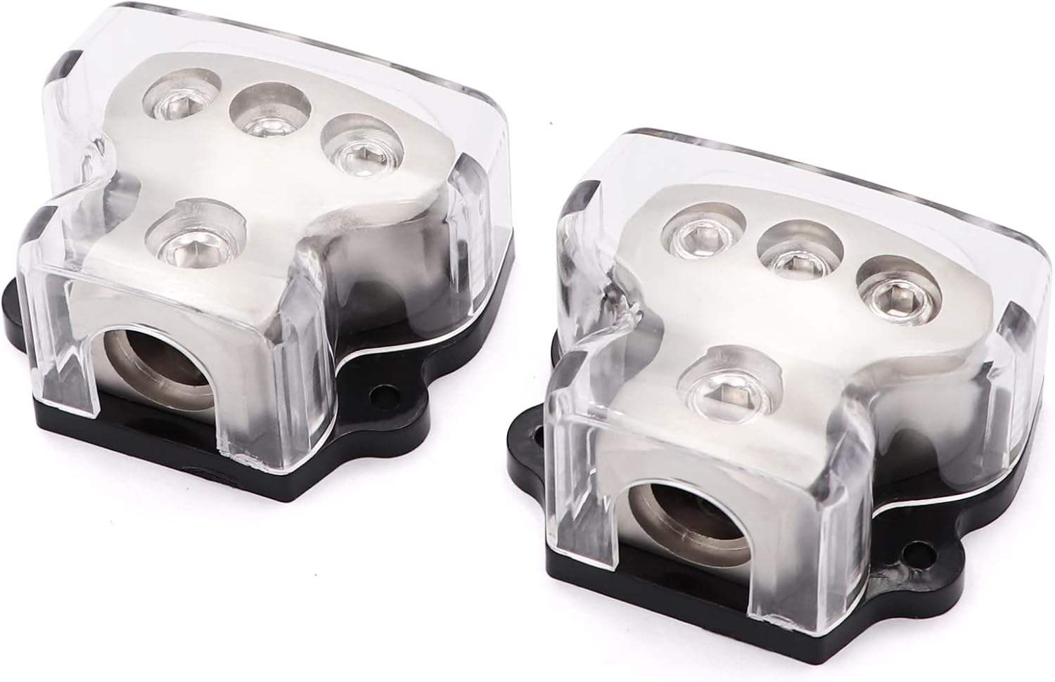 3 Way Power Distribution Block 1x 0 Gauge in 3X 4 Gauge Out Amp Power Distribution Ground Distributor Connecting Block for Car Amplifier Audio Splitter,2Pcs