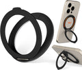 COOLQO Upgraded Magnetic Phone Ring Holder Stand, Super Magnet Cell Phone Grip Finger Kickstand Compatible with MagSafe Mag Safe Accessory for iPhone All Smartphones (1-Black)