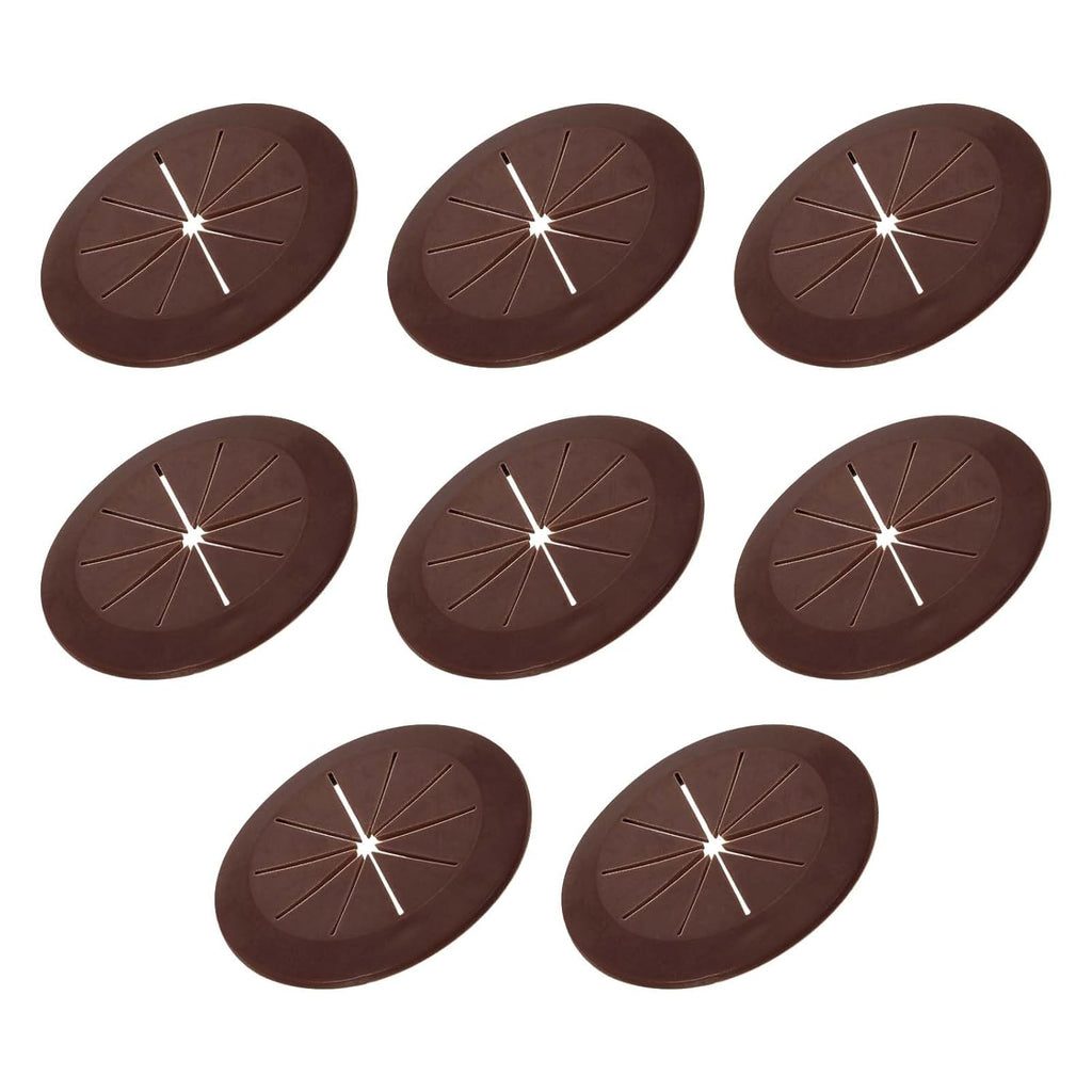 PATIKIL Desk Grommet 2-1/16", 8 Pcs Round Cable Grommet Cord Hole Cover with Adhesive Tape Flexible Table Wire Organizer for Office Home Table Countertop, Deep Brown